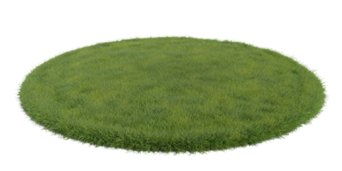 Round grassy hill isolated on a transparent background