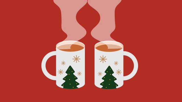 Animated Christmas Hot Cocoa Mugs