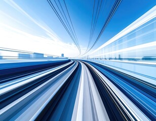 Fototapeta premium Abstract motion blur. Futuristic train ride perspective