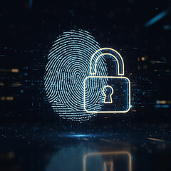 Digital Fingerprint Security with Cyber Lock Icon