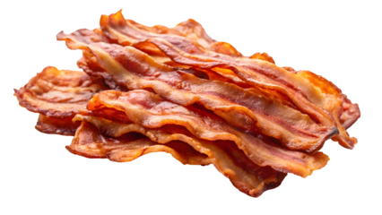 Crispy stack of perfectly cooked bacon strips for food advertising and menus