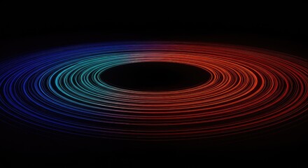 Colorful abstract concentric waves spreading across a dark surface, symbolizing universal movement and powerful radiating kinetic energy flow ,dynamic ,design ,flow