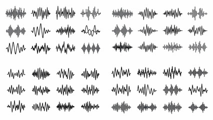 Sound wave patterns isolated on white background