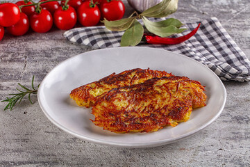 Fried crispy golden potato draniki