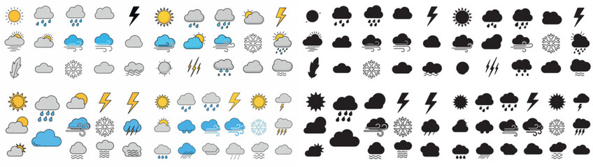 Weather icons set with transparent background