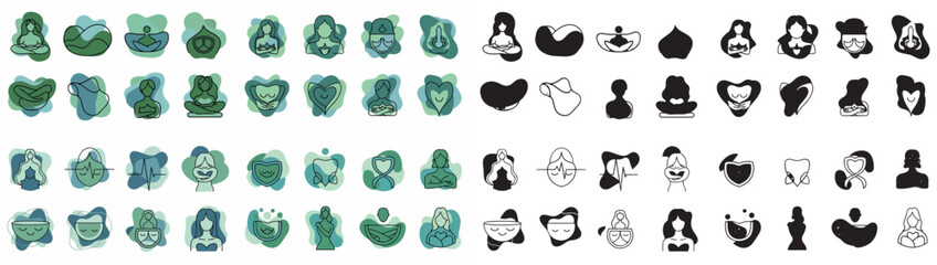 Facial expressions collection with transparent background