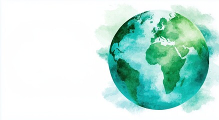 Fototapeta premium Blue and green planet with a white background