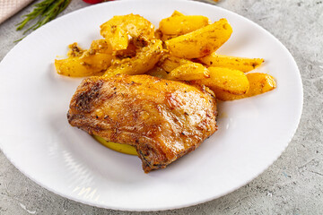 Baked chicken thighs with potatoes