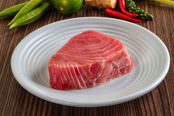Raw fresh red tuna steak fillet