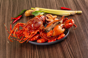 Seafood plate - lobster, crab, prawm octopus