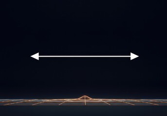Abstract conceptual image illustrating vector displacement between two points, highlighting the unknown or blank magnitude and direction value ,concept ,space ,formula