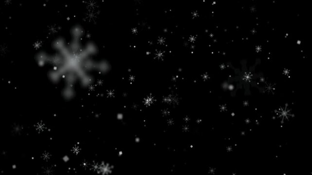 winter snowfall particle overlay animation with falling snowflake motion graphic on transparent background