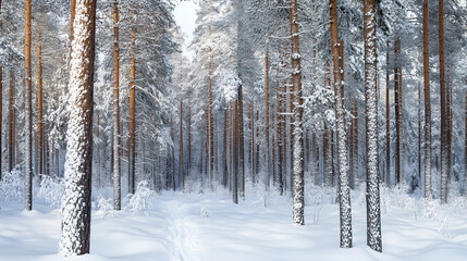 Naklejka premium Winter forest. Beautiful snow winter landscape. Winter landscape. Beautiful wintry landscape