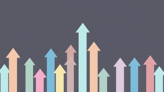 Diverse Upward Arrows Ascending Concept Animation on Dark Background Showing Growth Progress Success and Positive Trends
