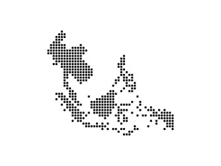 Rounded Square dots pattern map of South East Asia or Asean. Dotted pixel map Vector illustration