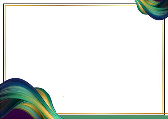 Modern decorative frame with dynamic multicolored wave shapes on the corners, perfect for certificates, invitations, posters, and creative layouts.
