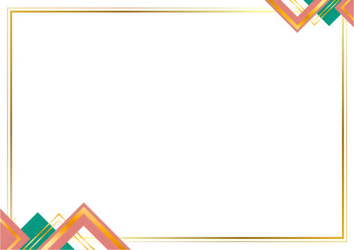 Stylish geometric frame with orange and green corner elements, ideal for posters, certificates, announcements, and creative graphic layouts.
