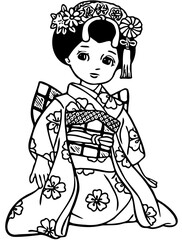 Japanese girl in kimono beautiful woman in traditional  outfit Japanese culture