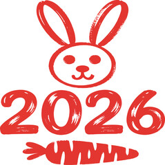 Cute Bunny Illustration with Carrot 2026 Kids Friendly New Year Artwork