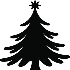 Classic Christmas Tree Silhouette with Star  Festive Holiday Symbol