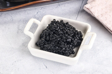 black sturgeon caviar in the bowl