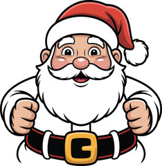 Funny Santa Claus Holding Belt  Cartoon Christmas Character Illustration