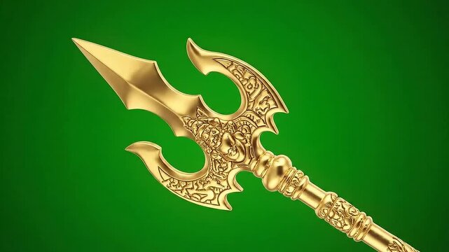 Lord Murugan Green Screen Banner Background with Golden Vel Spear Rotating 360 Degrees