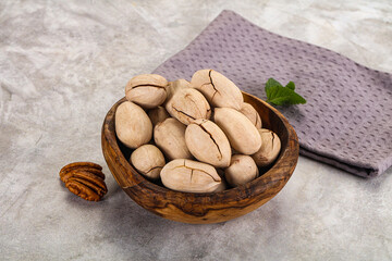 Crunchy pecan nut in the bowl