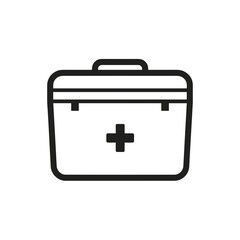 Obraz premium Medical first aid cooler box icon in simple black and white style isolated on white background