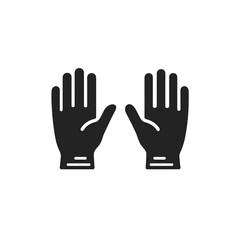 Fototapeta premium Minimal medical gloves pictogram in black and white flat design isolated on white