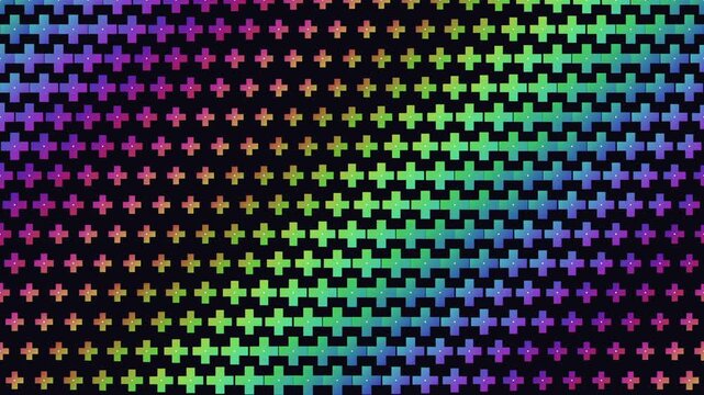 Holographic front-facing neon pattern of geometric units