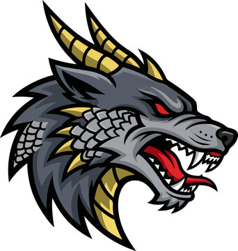 Wolf&ndash;dragon hybrid mascot head
