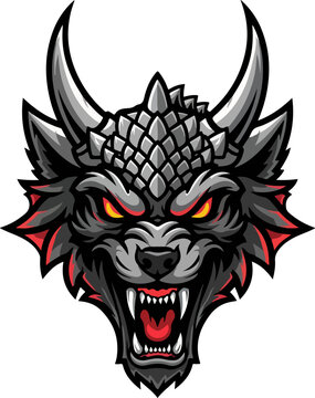 Wolf&ndash;dragon hybrid mascot head