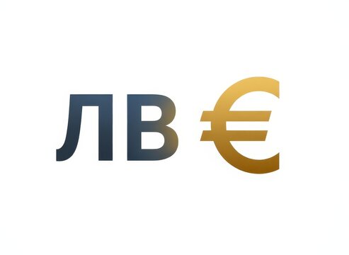 Bulgarian lev and euro symbols isolated on white background