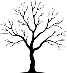 Bare tree silhouette vector illustration