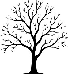 Bare tree silhouette vector illustration