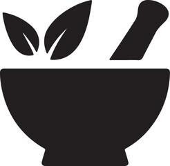 Mortar and pestle with leaves icon symbolizing natural remedies