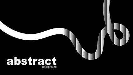 Abstract Solid Black Background, Modern Wavy Line and Ribbed Glass Effect on Plain Dark Backdrop, Vector Illustration