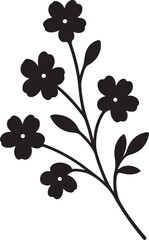 Silhouette of a simple flowering branch with delicate blossoms