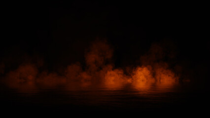 Abstract smoke steam moves on black background texture . The concept of aromatherapy. Reflections on water. Stock illustration.