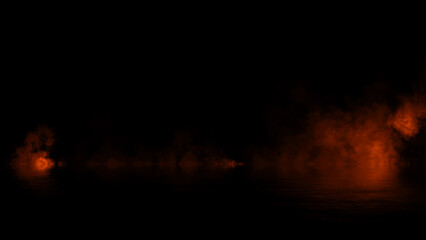 Abstract smoke steam moves on black background texture . The concept of aromatherapy. Reflections on water. Stock illustration.