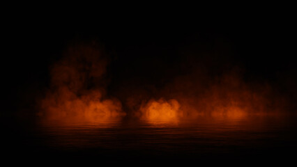 Fototapeta premium Abstract smoke steam moves on black background texture . The concept of aromatherapy. Reflections on water. Stock illustration.