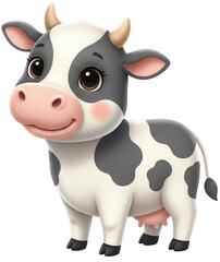 Cute 3D Holstein Cow Character Illustration