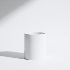Minimalist White Ceramic Cylinder on a Bright Studio Background