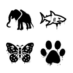 Graffiti Stencils Spray Paint Set of Wild Animals and Nature Elements