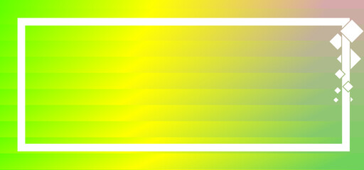 Fototapeta premium Electric Lime Gradient Banner with White Frame | Vibrant Diagonal Stripes Abstract Template
