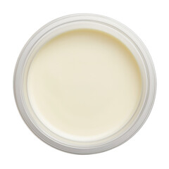 Cosmetic cream in round jar top view