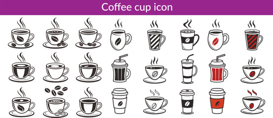 Coffee cup icon. Set of vector cups with coffee. Coffee cup logo. big coffee set design.give 10 icon