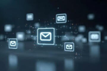 Fototapeta premium Digital security software bug triggers firewall mail risk leaking sensitive information in an advanced system workflow