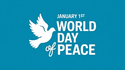 World day of peace, january 1st, dove of peace with olive branch, symbol of peace, freedom, and love, international day, vector illustration, peace to the world, human rights
